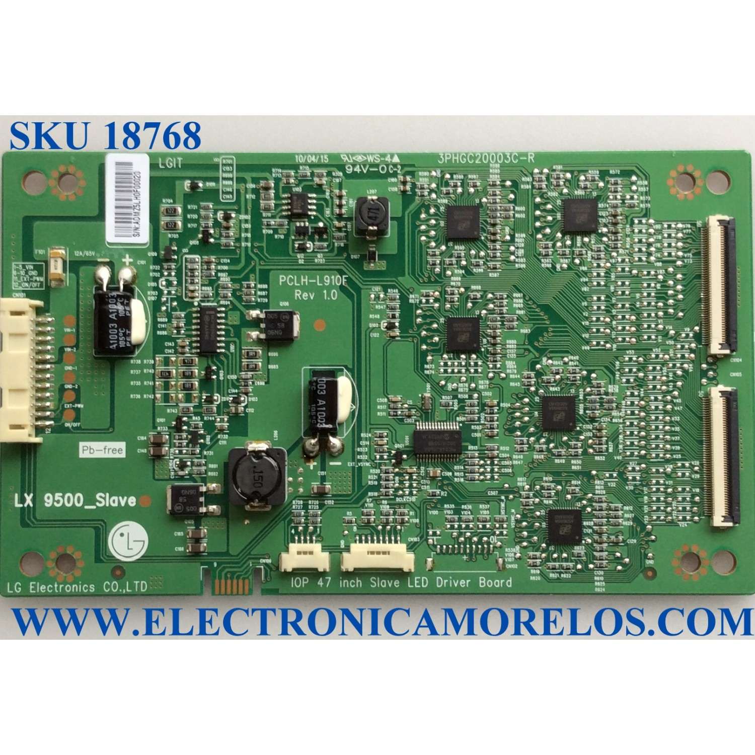 LED DRIVER / LG 3PHGC20003C-R / PCLH-L910F / ADMZ5LH / LX9500_SLAVE / PANEL LX95M47T480V5 / MODELO 47LX9500